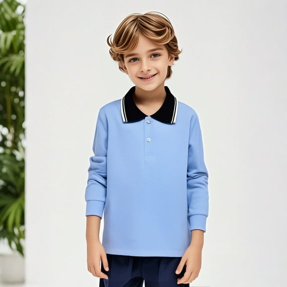 Kids Boys Girls Long Sleeve Casual Solid Color Shirt Button Closure Fashion Comfortable & Soft Fabric