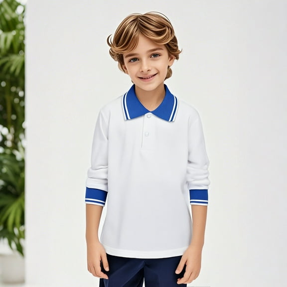 Kids Boys Girls Long Sleeve Casual Solid Color Shirt Button Closure Fashion Comfortable & Soft Fabric