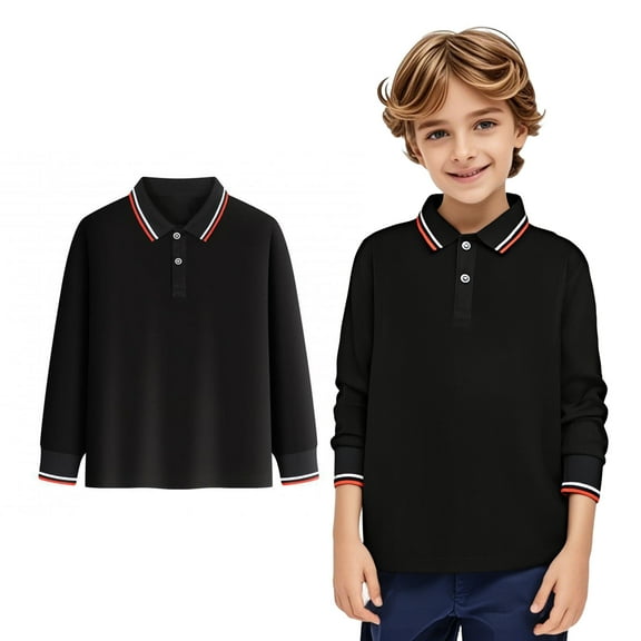 Kids Boys Girls Long Sleeve Shirt Button Closure Comfortable & Soft Pique Fabric