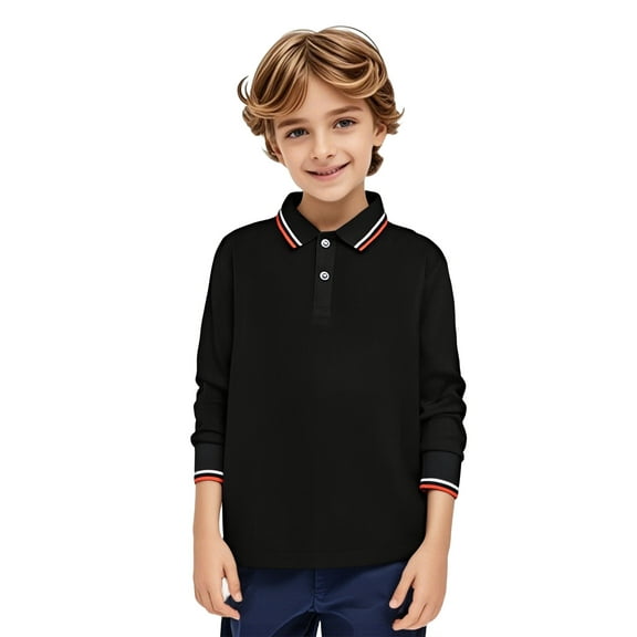 Kids Boys Girls Long Sleeve Shirt Button Closure Comfortable & Soft Pique Fabric