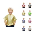 thumbnail image 1 of Kids Boys Girls Metallic Shiny Tshirts Jazz Hop Dance Tops Short Sleeve Crewneck Loose T Shirts for Performance, 1 of 5