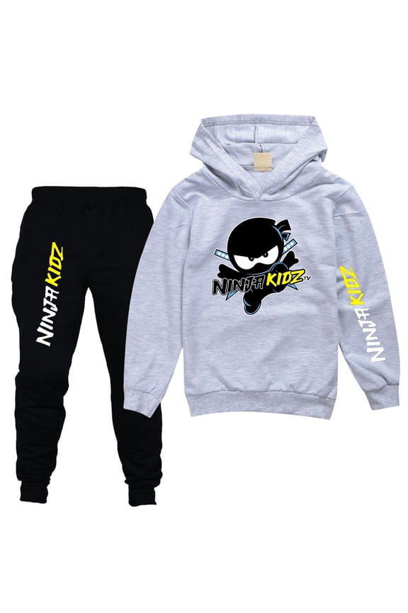 Kids Boys Girls Ninja Kidzs Cartoon Graphics Printed Costume Casual Sport Sweatsuits Hoodies Sweatshirt&Sweatpants 2Piece Hooded Tracksuit Long Sleeve Pullover Hoody Outfit Set Jogging Clothes 4-13