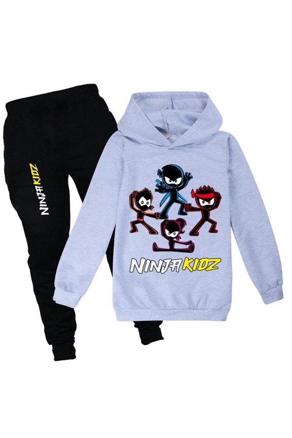 Kids Boys Girls Ninja Kidzs Cartoon Graphics Printed Costume Casual Sweatsuits Hoodies Sweatshirt&Sweatpants 2Piece Hooded Tracksuit Long Sleeve Pullover Hoody Outfit Sport Set Jogging Clothes 4-13