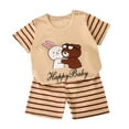 thumbnail image 1 of Kids Boys Girls Pajamas Set Cartoon Crew Neck Tee Shorts 2-3 Years 3-4 Years 4-5 Years Premium Cotton Tagless Design Outdoor Fun Machine Washable (18-24 Months,Beige), 1 of 3