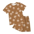 thumbnail image 1 of Kids Boys Girls Pajamas Set Cartoon Tee Shorts 8-9 Years 9-10 Years 10-11 Years Breathable Natural Cotton Adjustable Waist Daily Wear Super Soft (6-7 Years,Coffee), 1 of 4