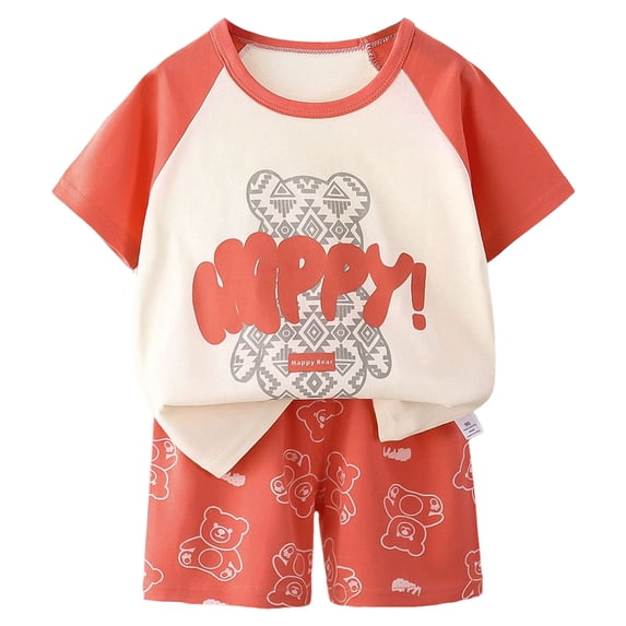Kids Boys Girls Pajamas Set Letter Tee Shorts 2-3 Years 3-4 Years 4-5 Years Breathable Premium Cotton Tagless Design Daily Wear Machine Washable (9-18 Months,Hot Pink)