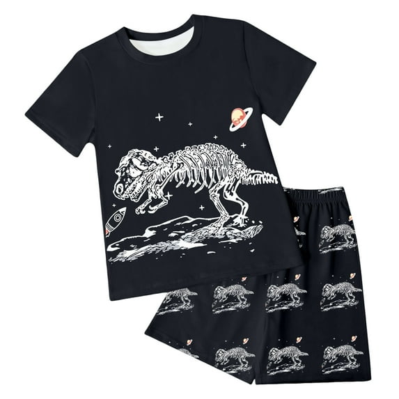 Kids Boys Girls Pajamas Set Stripe Crew Neck Tee Shorts 4-5 Years 5-6 Years 6-7 Years Cotton Blend Short Sleeve Beach Vacation Comfortable Fit (3-4 Years,Watermelon Red)