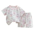 thumbnail image 1 of Kids Boys Girls Pajamas Set Truck Tee Shorts 2-3 Years 3-4 Years 4-5 Years Lightweight Breathable Cotton Blend Short Sleeve Home Lounge Comfortable Fi (18-24 Months,Light Pink), 1 of 3