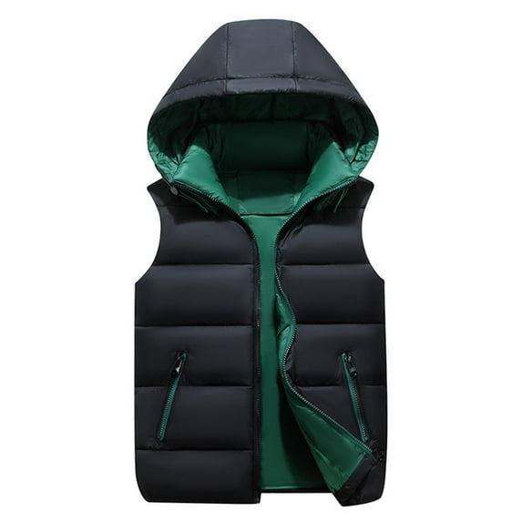 Toddler Kids Winter Hooded Puffer Vest Sleeveless Jacket Zip-up Lined Padded Vest Jacket Waistcoats Outwear Children's Winter Coat for Boys Girls Size 11-12