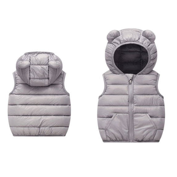 Kids Boys Girls Puffer Vest Boys Vest Cute Bear Ear Hooded Jacket Sleeveless Windproof Down Jacket Winter Clothes for Little Boys 5-6 Years