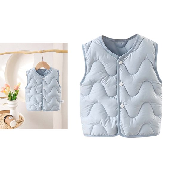 Kids Boys Girls Puffer Vest Kids Boys Winter Vest Light Weight Down Vest with Button Down Cute Jackets Sleeveless Child Winter Vest 3-4 Years