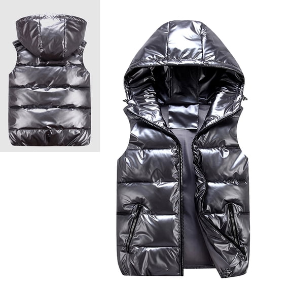 Kids Boys Girls Puffer Vest Kids Girls Winter Vest Hooded Jacket Zipper Up Down Coats Child Puffer Jacket for Little Girls 3-4 Years