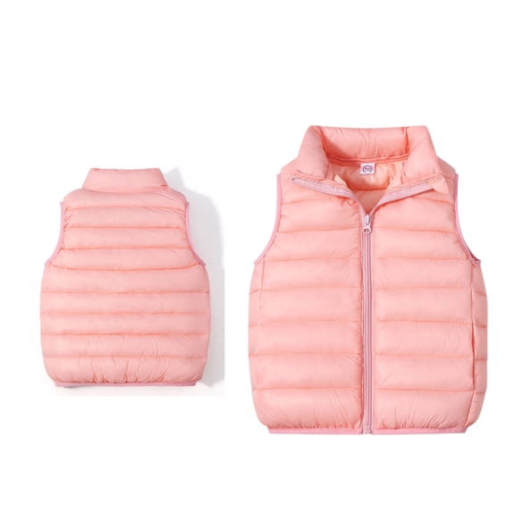 Kids Boys Girls Puffer Vest Kids Girls Winter Vest Stand Collar Lightweight Zip Up Cute Jackets Sleeveless Winter Clothes 4-5 Years