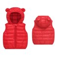 thumbnail image 1 of Kids Boys Girls Puffer Vest Kids Winter Vest Cute Bear Ear Hoodie Vest Thicken Windproof Zipper Warm Outwear Child Down Jacket for Girls 3-4 Years, 1 of 3