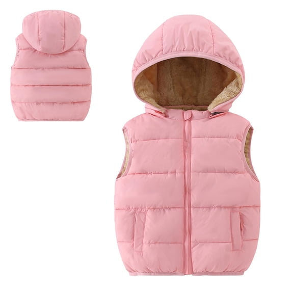 Kids Boys Girls Puffer Vest Kids Winter Vest Cute Hooded Jackets Sleeveless Windproof Down Jacket Kids Winter Jacket for Little Girls 3-4 Years