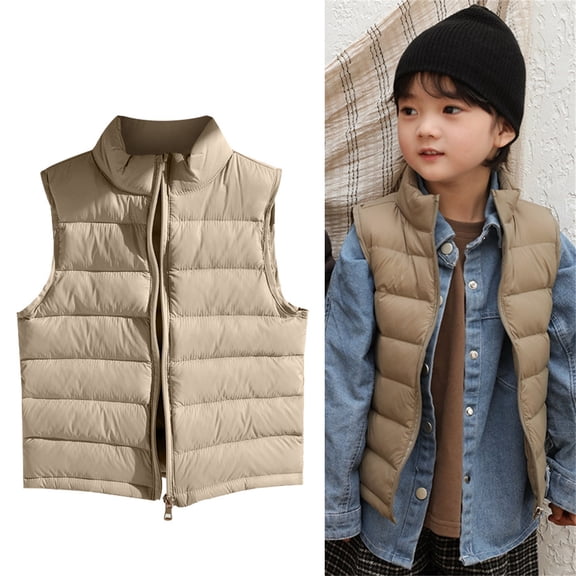 Kids Boys Girls Puffer Vest Kids Winter Vest Stand Collar Lightweight Water-Resistant Zip Up Sleeveless Jacket Kids Winter Jacket 9-10 Years