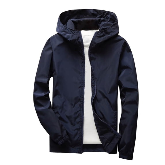 Kids Boys Girls Rain Jacket Waterproof Windbreaker Raincoat, Lightweight Packable Hooded Outdoor Coat by Fnhpitd Navy 150