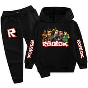 ESFXZSDV Kids Boys Girls Roblox Hoodie Cartoon Graphic Printed Sport Hoodie Set Sweatshirt&Sweatpants 2 Piece Hooded Tracksuit Long Sleeve Pullover Outfit Sweatsuits Hoody Jogging Clothes Birthday Gift