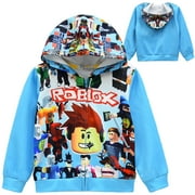WJSXEQS Kids Boys Girls Robloxs Multiplayer Game 3D Anime Cartoon Graphic Printed Costume Zipper Jacket Top Hoodies Sweatshirt Hooded Long Sleeve Pullover Jogging Hoody Casual Outerwear Sport Clothes 5-13