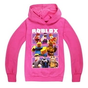 WJSXEQS Kids Boys Girls Robloxs Multiplayer Game Anime Cartoon Graphic Printed Costume Long Sleeve Hoodies Sweatshirt Hooded Tracksuit Pullover Jogging Suit Hoody Casual Sport Sweater Outerwear Clothes 4-13
