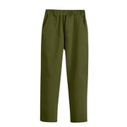 Kids Boys Girls School Pants Elastic Waist Performance School Uniform Pants Children's Suits Pants Army Green 8-9 Years