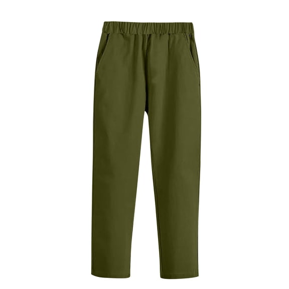 Kids Boys Girls School Pants Elastic Waist Performance School Uniform Pants Children's Suits Pants Army Green 8-9 Years