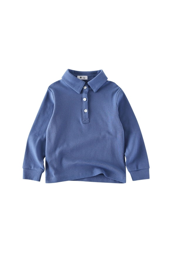 Kids Boys Girls School Style T - Shirt, Long Sleeve & Button - Down Top For Spring Fall Casual Daily Wear,Size:2-3 Years