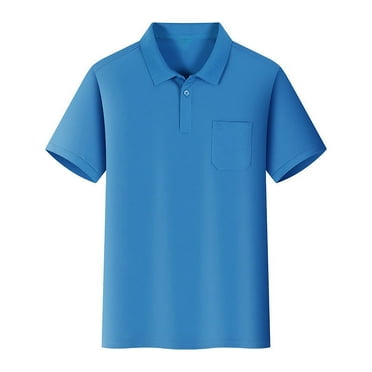 Kids Boys Girls School Uniform Short Sleeve Polo Shirt Solid Color Shirts Button Closure Comfortable Soft Summer Shirt A-Dark Blue,5-6 Years