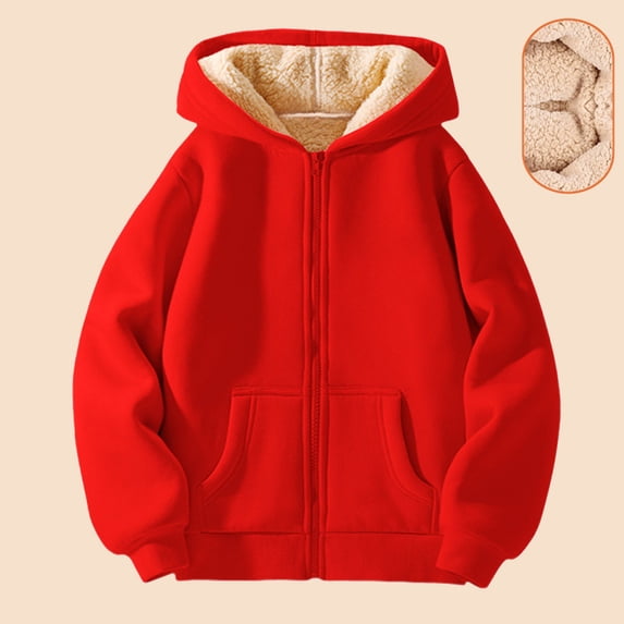 Kids Boys Girls Sherpa Lined Zip Up Hoodie Jacket Fleece Lined Warm Winter Coat for Toddler Children Ages 1-12 Years