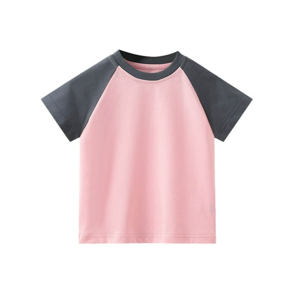 Kids Boys Girls Shirts Short Sleeve Raglan Color Block T-Shirt Casual Crewneck Oversized Tops Summer Daily Kids Clothing Pink 3-4 Years
