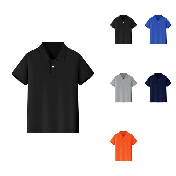 Kids Boys Girls Short Sleeve Shirt Button Down Closure, Soft Chambray Cotton Woven Casual Shirt with Two Pockets for 6-14 Years