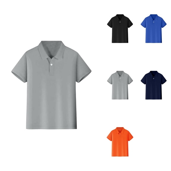 Kids Boys Girls Short Sleeve Shirt Button Down Closure, Soft Chambray Cotton Woven Casual Shirt with Two Pockets for 6-14 Years