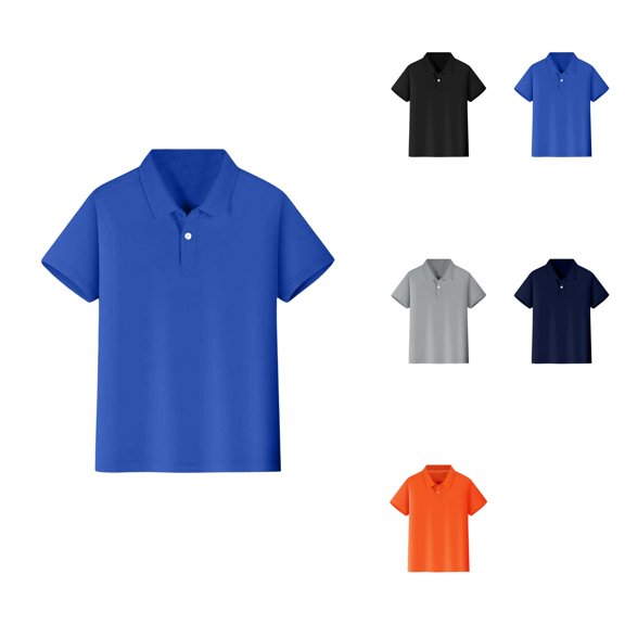 Kids Boys Girls Short Sleeve Shirt Button Down Closure, Soft Chambray Cotton Woven Casual Shirt with Two Pockets for 6-14 Years