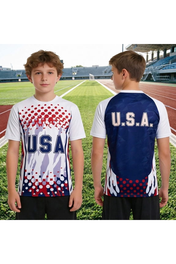 Kids Boys Girls Soccer Shirts Football Fans USA Jersey Short Sleeve Boys 2026 Fan International Shirts Streetwear Casual Tops Tee 1-13 Years