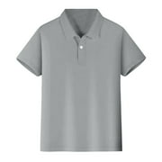 Kids Boys Girls Solid Color Button Down Short Sleeve School Uniform Polo ShirtSize10-12 Years