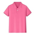 thumbnail image 1 of Kids Boys Girls Solid Color Button Down Short Sleeve School Uniform Polo Shirt(Size:4-5 Years), 1 of 6
