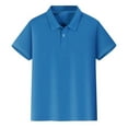 thumbnail image 1 of Kids Boys Girls Solid Color Button Down Short Sleeve School Uniform Polo Shirt(Size:5-6 Years), 1 of 5