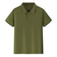 thumbnail image 1 of Kids Boys Girls Solid Color Button Down Short Sleeve School Uniform Polo Shirt(Size:7-8 Years), 1 of 5