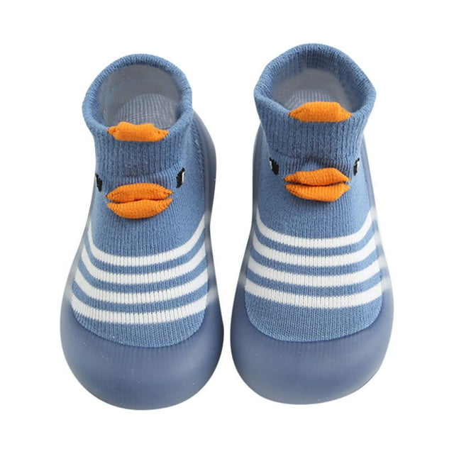 Kids Boys Girls Solid Warm Knit Soft Sole Rubber Shoes Slipper Stocking