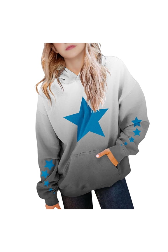 Kids Boys Girls Star Printed Pullover Hoodie, Sweatshirt, Hooded Jumper, PE School Jumper, Warm Coats Long Sleeve Top New Casual Fashion For Childrens Unisex Black 7-8 Years