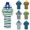 thumbnail image 1 of Kids Boys Girls Striped Polo Shirt, Short Sleeve Button Casual Top, Formal Wear School Uniform, Summer Tee for Boys Girls 3-14 Years, 1 of 3