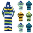 thumbnail image 1 of Kids Boys Girls Striped Polo Shirt, Short Sleeve Button Casual Top, Formal Wear School Uniform, Summer Tee for Boys Girls 3-14 Years, 1 of 3