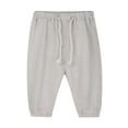 thumbnail image 1 of Kids Boys Girls Summer Pants Cotton Linen Solid Color Casual Toddler Pants With Drawstrings, 1 of 2