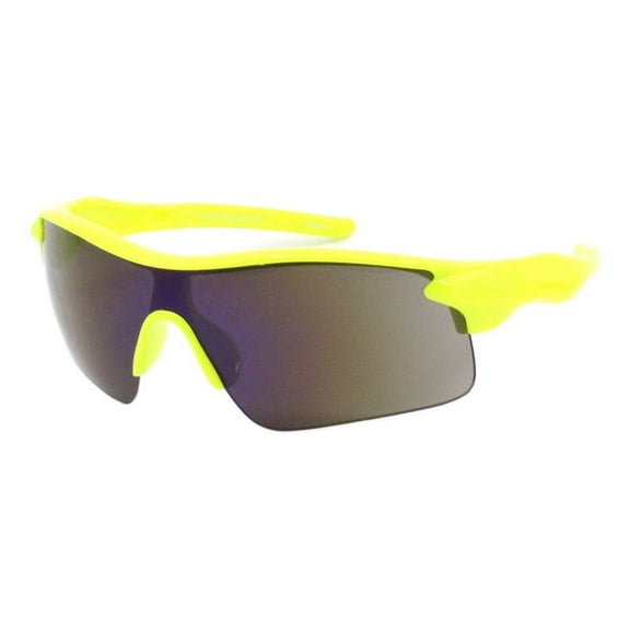 Kids Boys Girls Sunglasses Sporty Wrap Around Half Rim Mirror Lens UV400 Yellow