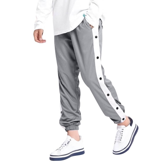 Kids Boys Girls Sweat Pants Loose Tear Away Basketball Pants Casual High Side Split Button Sweatpants Athletic Jogger