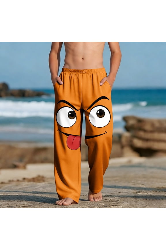 Kids Boys Girls Sweatpants Silly Face Tongue Out Print Elastic Waist Joggers Funny Graphic Trousers for Gift, 4-13Y