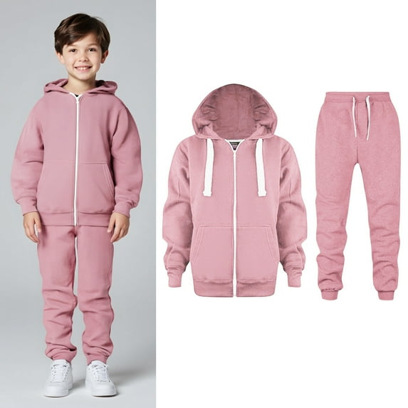 Kids Boys Girls Sweatsuit Set,2 Piece Long Sleeve Full ZipPink Pullover Hoodie Sweatshirt and Jogger Pants Warm Fall Winter Clothes Kids Boy Clothes 6-7 Years