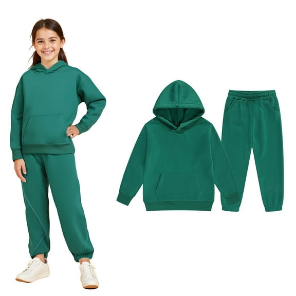 Kids Boys Girls Sweatsuit Set,2 Piece Long Sleeve Green Hoodie Sweatpants Winter Clothes Girls Sets 4-5 Years