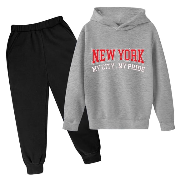 Kids Girls Boys Sweatsuit Set 2 Piece Long Sleeve Grey Basic Hoodie Sweatpants Set Fall Clothes Girl Clothes Size 9-10 Years