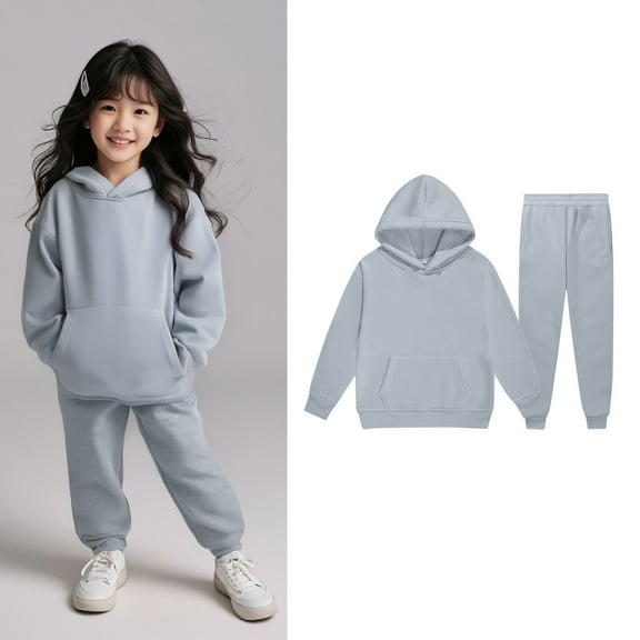 Kids Boys Girls Sweatsuit Set,2 Piece Long Sleeve Grey Tracksuit Hoodie and Active Jogger Pants Winter Clothes Boys Athletic Sets 8-9 Years